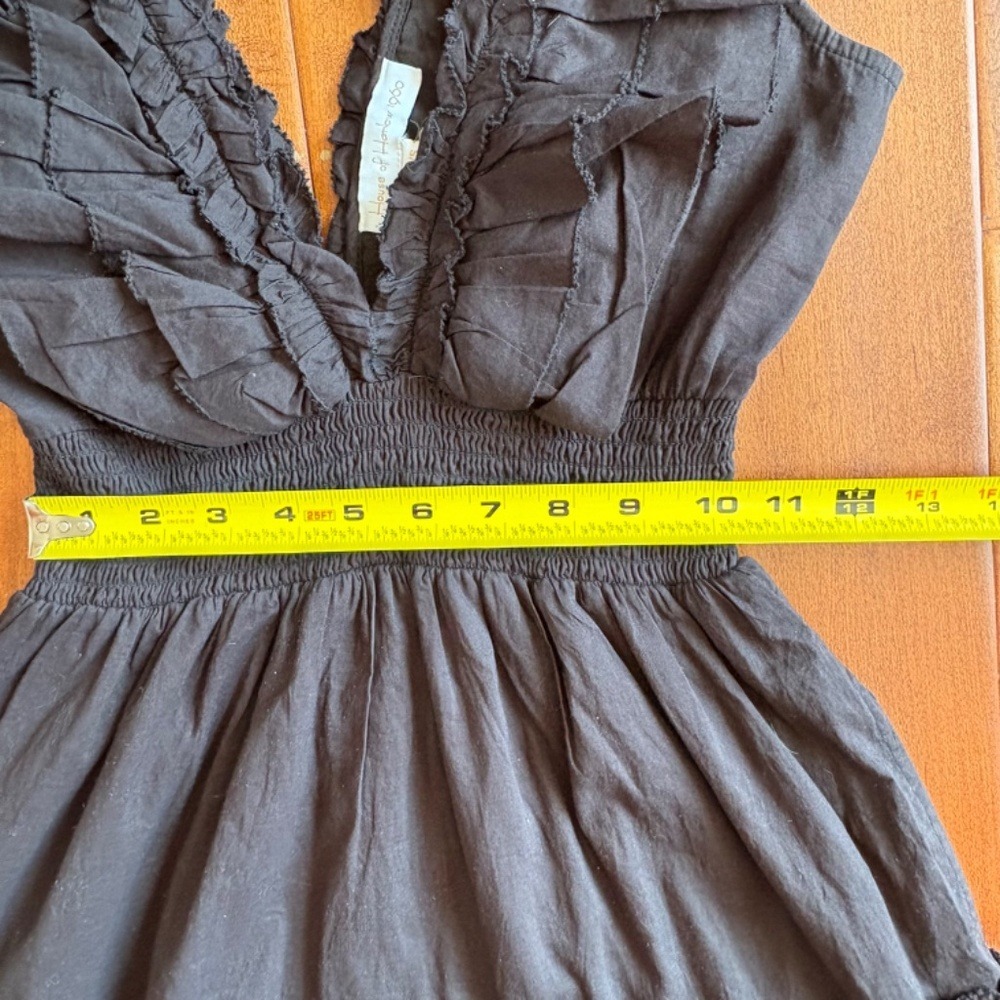 House of Harlow 1960 Mini Dress Ruffle Smocked, Women XS Black - Picture 8 of 8